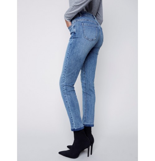 Cuffed Hem Jeans - Medium Blue Cuffed Hem Jeans - Medium Blue