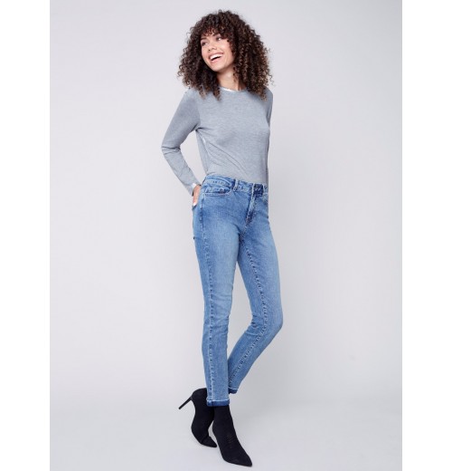Cuffed Hem Jeans - Medium Blue Cuffed Hem Jeans - Medium Blue