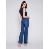 Flare Jeans with Decorative Buttons - Indigo Flare Jeans with Decorative Buttons - Indigo