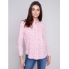 Linen Blend Button-Down Shirt - Flamingo Linen Blend Button-Down Shirt - Flamingo