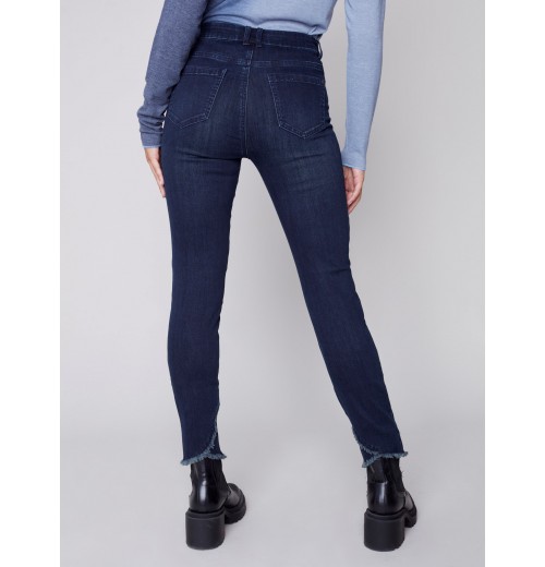 Stretchy Jeans with Tulip Hem - Blue Black Stretchy Jeans with Tulip Hem - Blue Black