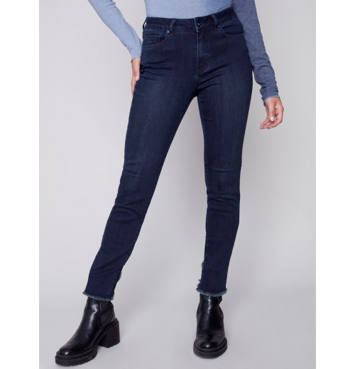 Stretchy Jeans with Tulip Hem - Blue Black Stretchy Jeans with Tulip Hem - Blue Black