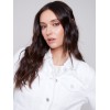Twill Jean Jacket with Frayed Edges - White Twill Jean Jacket with Frayed Edges - White