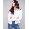 Twill Jean Jacket with Frayed Edges - White Twill Jean Jacket with Frayed Edges - White