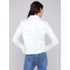 Twill Jean Jacket with Frayed Edges - White Twill Jean Jacket with Frayed Edges - White