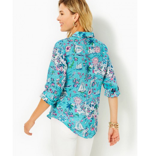 Sea View Linen Button Down Top Sea View Linen Button Down Top