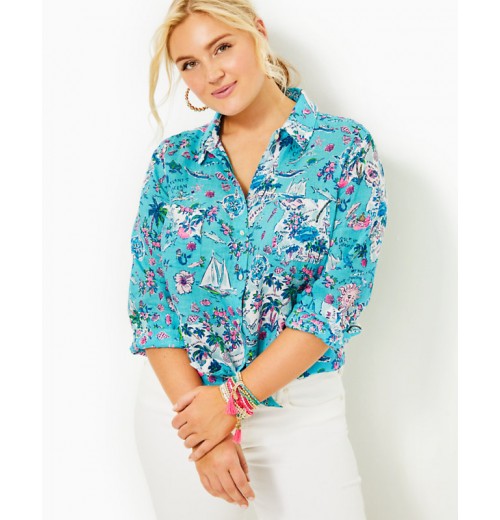 Sea View Linen Button Down Top Sea View Linen Button Down Top